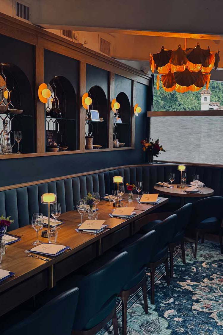 upstairs restaurant room with big windows