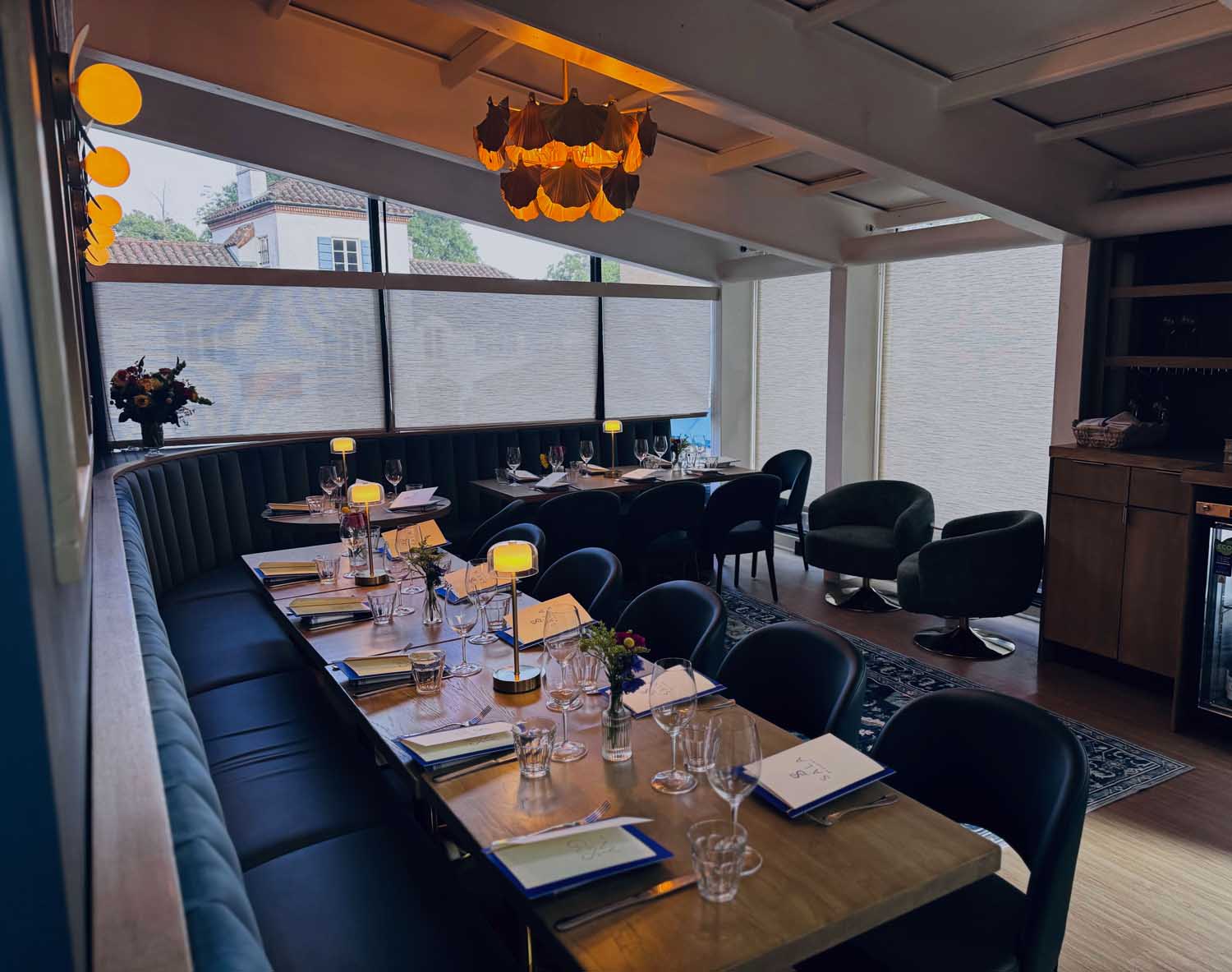 upstairs restaurant room with big windows